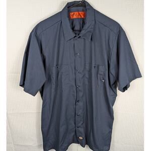 Dickies XL LS535NV Work Shirt Navy Blue Short Sleeve Mens Industrial Uniform Top